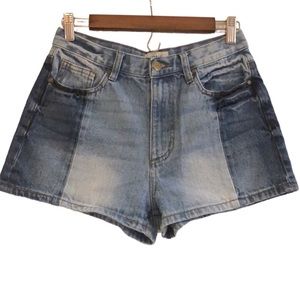 EVIDNT HERMOSA HIGH WAIST COLOR BLOCK DENIM JEAN SHORTY SHORTS SIZE 27